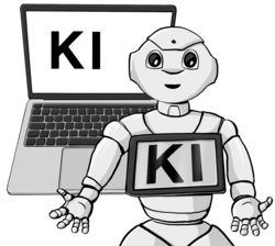 Ein Roboter und ein Computer